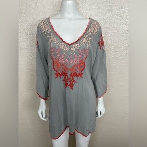 Johnny Was Embroidered Silk Tunic Size 2X